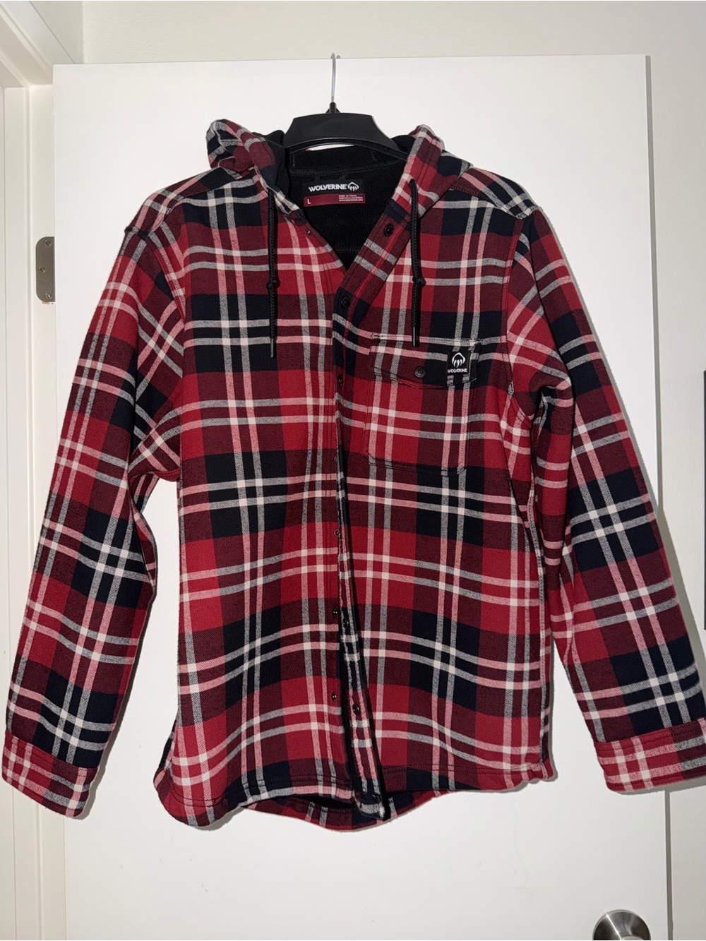 Wolverine Men's Red Plaid Hooded Flannel Coat